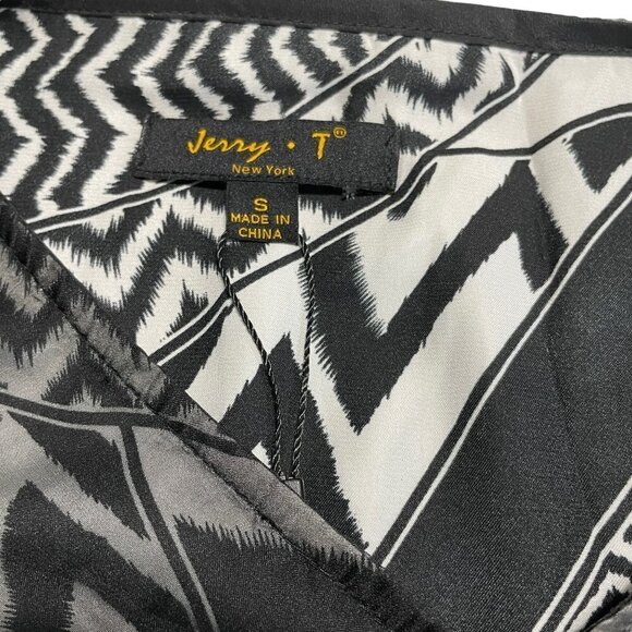 Jerry T New York Dress Black White Geometric Sheer Overlay - Picture 6 of 6